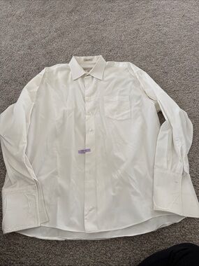 Pronto Uomo Classic White Men's Button Down Dress Shirt 17 1/2 34/35